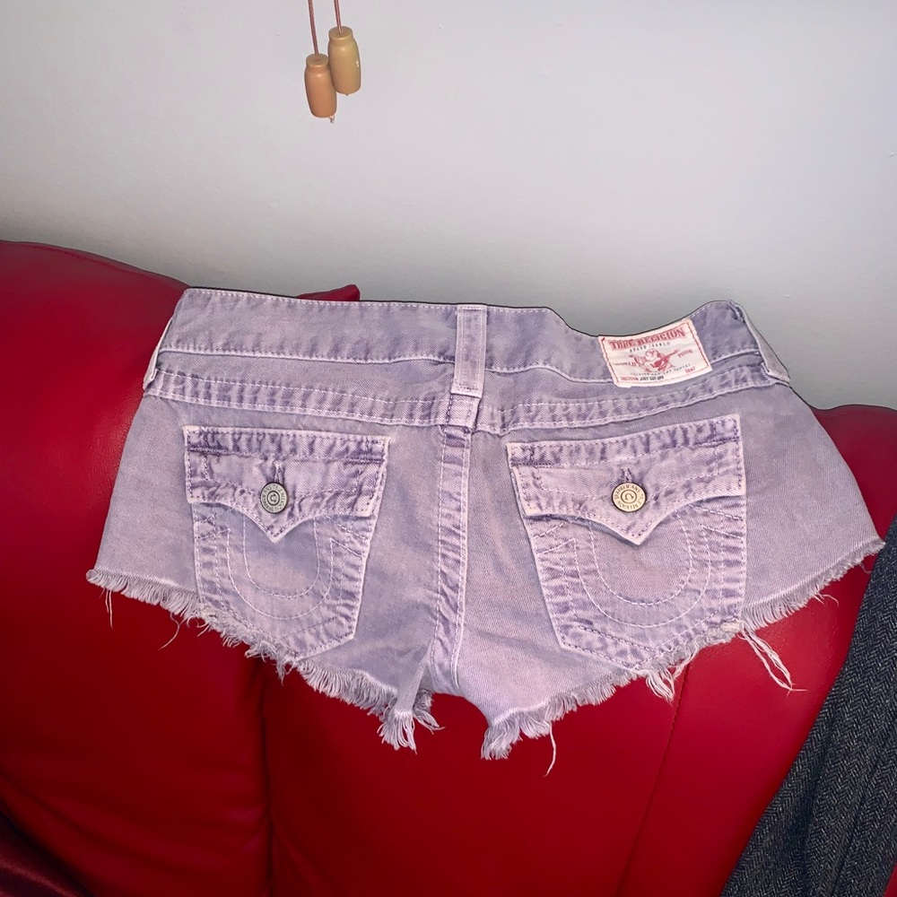 True Religion denim short shorts Lilac